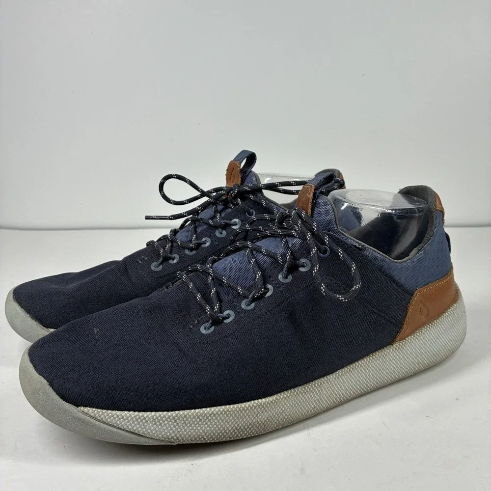 OluKai Nanea Li Men's US 10 Navy Blue Canvas Lace-Up Casual Sneakers 10485-TFVI